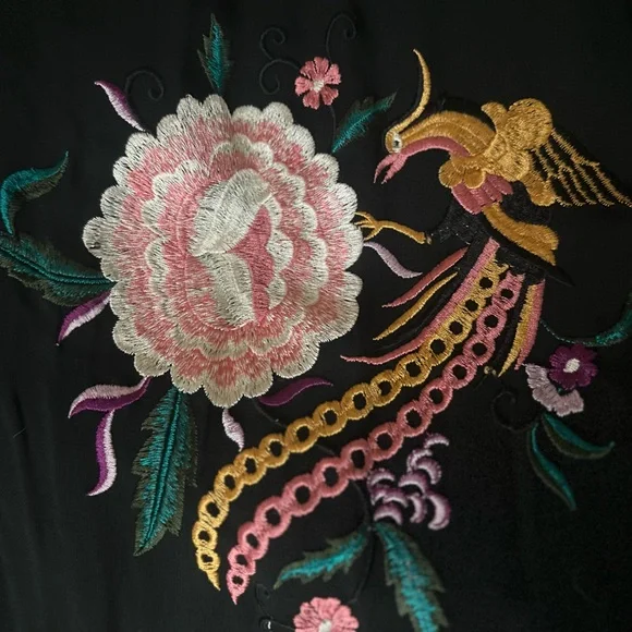 French Connection Sheer Black Embroidered Floral Long Sleeve Dress - Picture 3 of 5